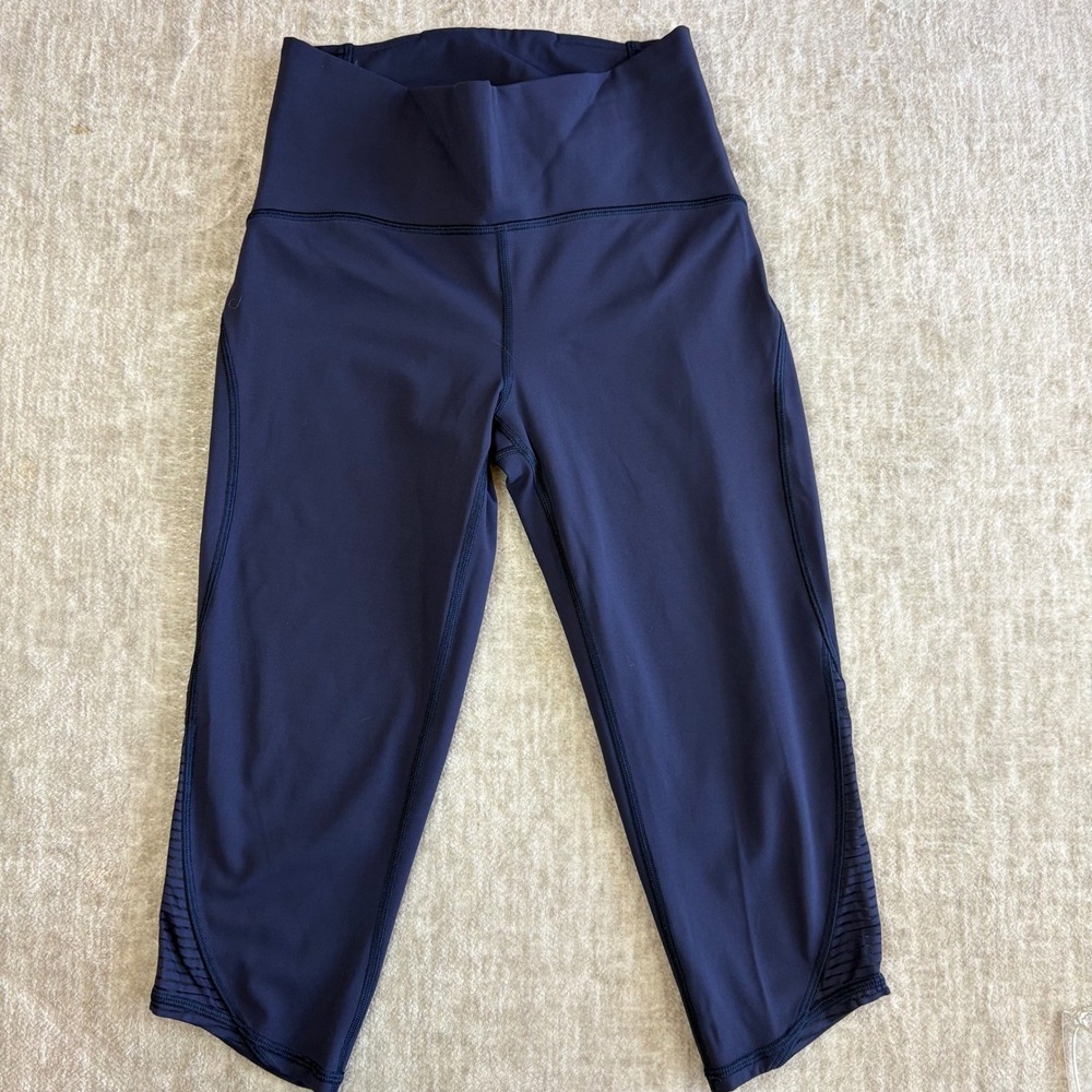 Lululemon Lean In Crop Leggings‎ Womens 4 Navy High Rise Yoga Athletic Pilates